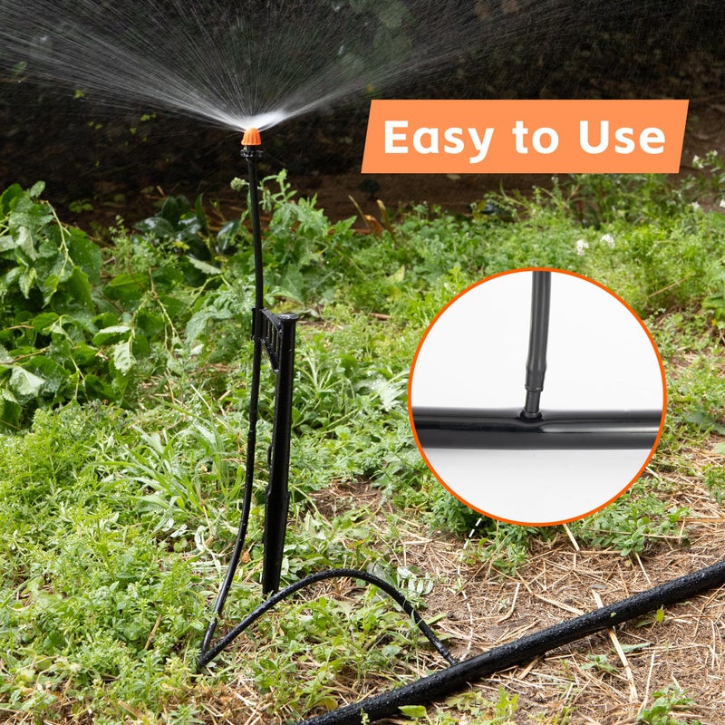 FULAIERGD 20 Sets 180 Degree Irrigation Sprinkler Heads with Stake Drip Micro Spray Emitters with 1/4"" Irrigation Tubing on Riser Stake Micro Spray Sprinkler Stake Assembly for Garden Watering System - Image 4